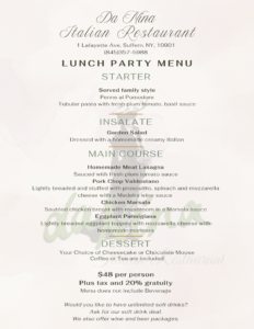 Available Mon - Thurs during lunch hours
