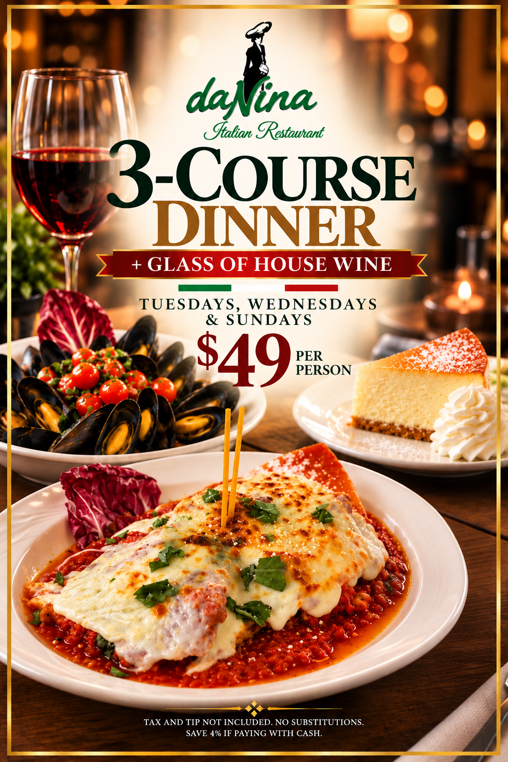 Da Nina 3-Course Dinner Promotion